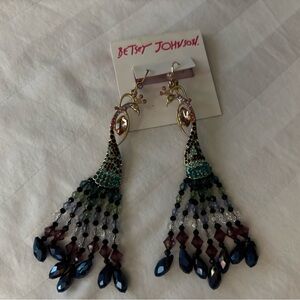 Betsey Johnson Colorful Peacock Dangle Earrings